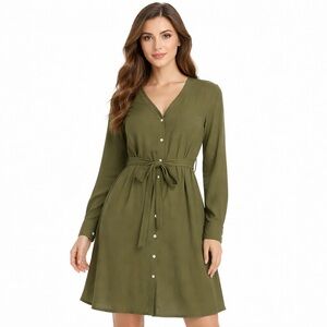 Love & Legend Addition Elle Olive Green Button Front Midi Dress Size 14 NWT